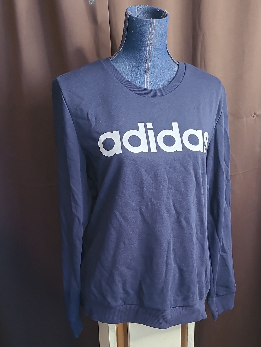 Adidas Navy Crew Sweatshirt with White Logo